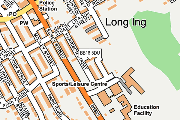 BB18 5DU map - OS OpenMap – Local (Ordnance Survey)