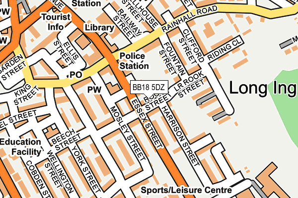 BB18 5DZ map - OS OpenMap – Local (Ordnance Survey)