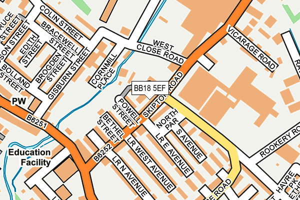 BB18 5EF map - OS OpenMap – Local (Ordnance Survey)