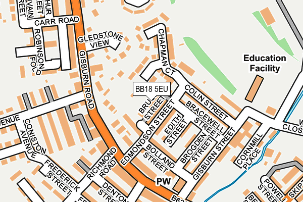 BB18 5EU map - OS OpenMap – Local (Ordnance Survey)