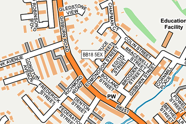 BB18 5EX map - OS OpenMap – Local (Ordnance Survey)