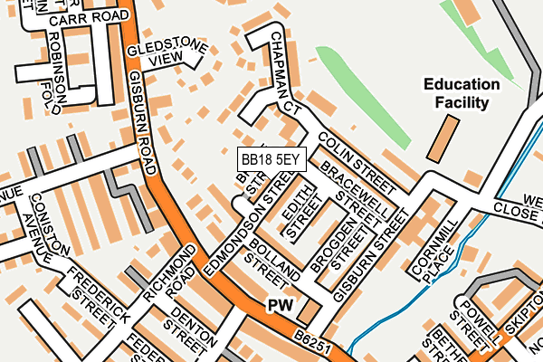 BB18 5EY map - OS OpenMap – Local (Ordnance Survey)