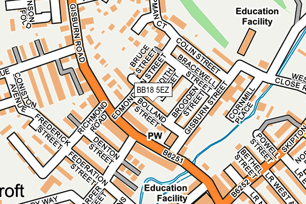 BB18 5EZ map - OS OpenMap – Local (Ordnance Survey)
