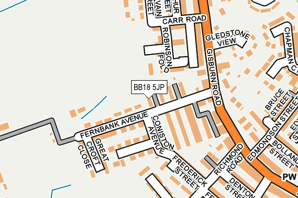 BB18 5JP map - OS OpenMap – Local (Ordnance Survey)