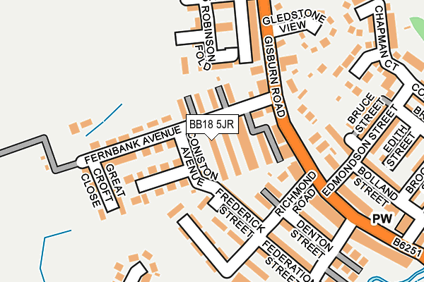 BB18 5JR map - OS OpenMap – Local (Ordnance Survey)