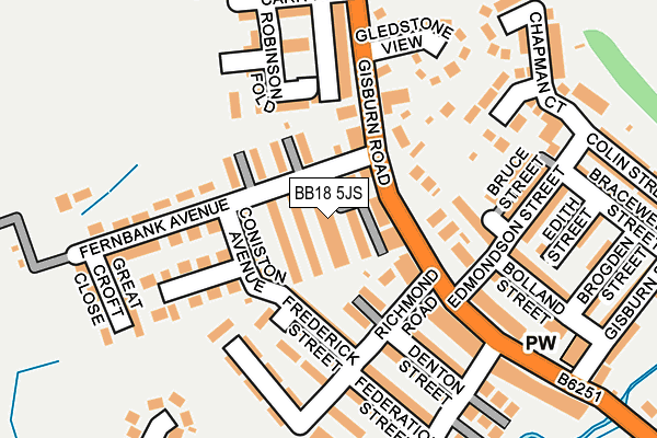 BB18 5JS map - OS OpenMap – Local (Ordnance Survey)