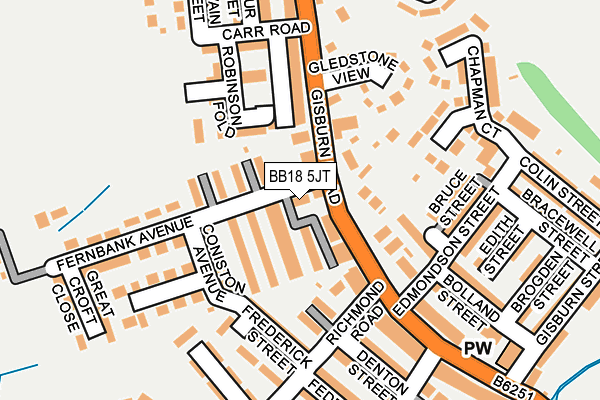 BB18 5JT map - OS OpenMap – Local (Ordnance Survey)