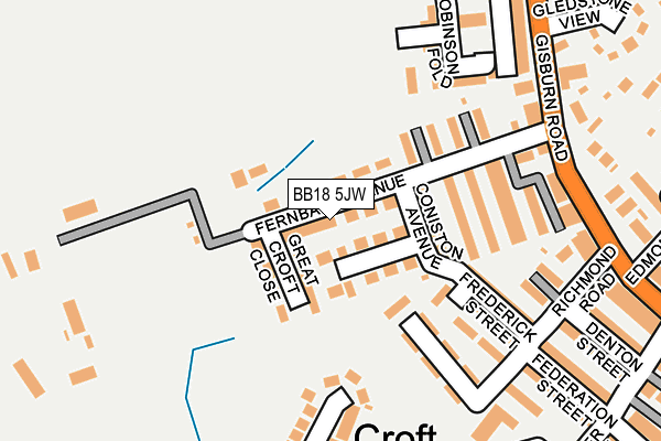 BB18 5JW map - OS OpenMap – Local (Ordnance Survey)