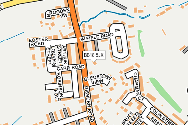 BB18 5JX map - OS OpenMap – Local (Ordnance Survey)