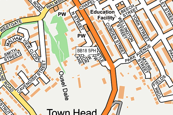 BB18 5PH map - OS OpenMap – Local (Ordnance Survey)