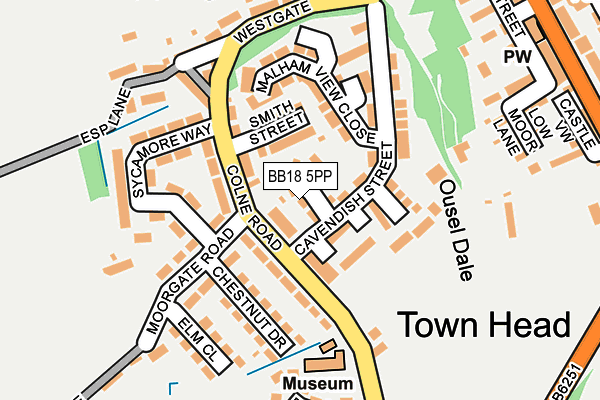 BB18 5PP map - OS OpenMap – Local (Ordnance Survey)