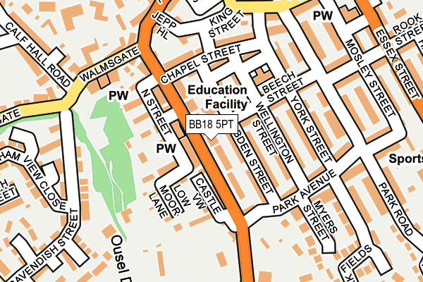 BB18 5PT map - OS OpenMap – Local (Ordnance Survey)