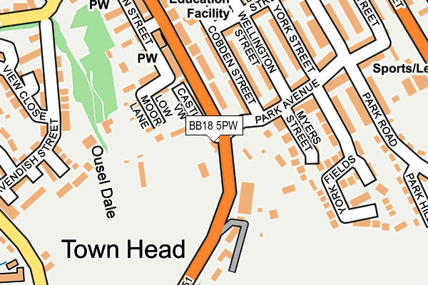 BB18 5PW map - OS OpenMap – Local (Ordnance Survey)