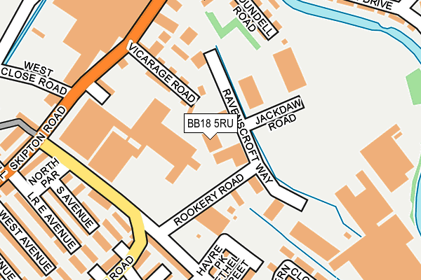 BB18 5RU map - OS OpenMap – Local (Ordnance Survey)