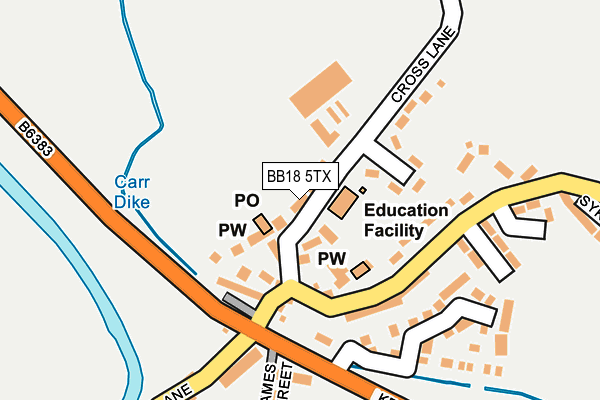 BB18 5TX map - OS OpenMap – Local (Ordnance Survey)
