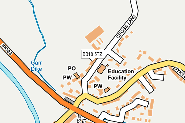 BB18 5TZ map - OS OpenMap – Local (Ordnance Survey)