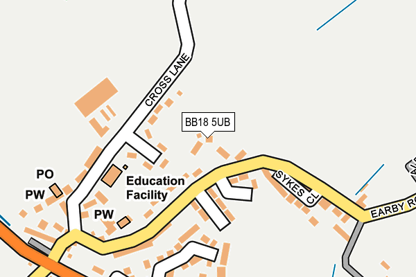 BB18 5UB map - OS OpenMap – Local (Ordnance Survey)