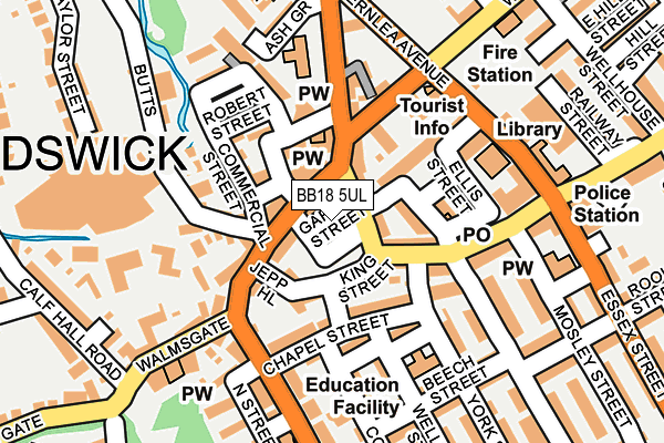 BB18 5UL map - OS OpenMap – Local (Ordnance Survey)
