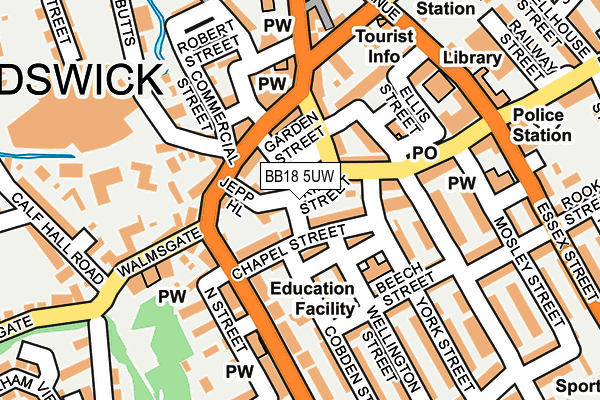 BB18 5UW map - OS OpenMap – Local (Ordnance Survey)