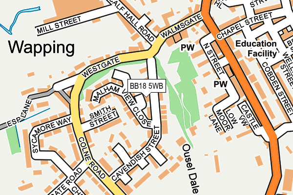 BB18 5WB map - OS OpenMap – Local (Ordnance Survey)