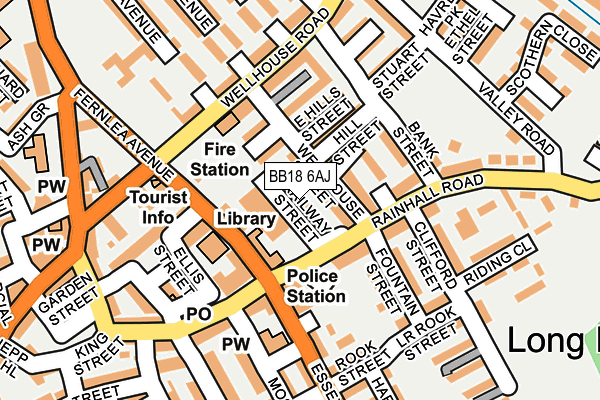BB18 6AJ map - OS OpenMap – Local (Ordnance Survey)