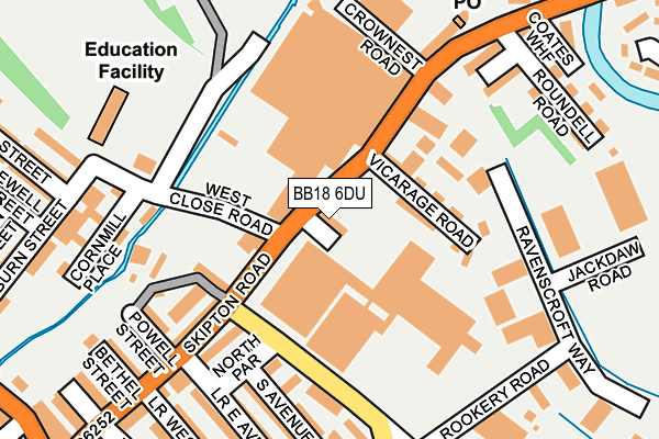 BB18 6DU map - OS OpenMap – Local (Ordnance Survey)