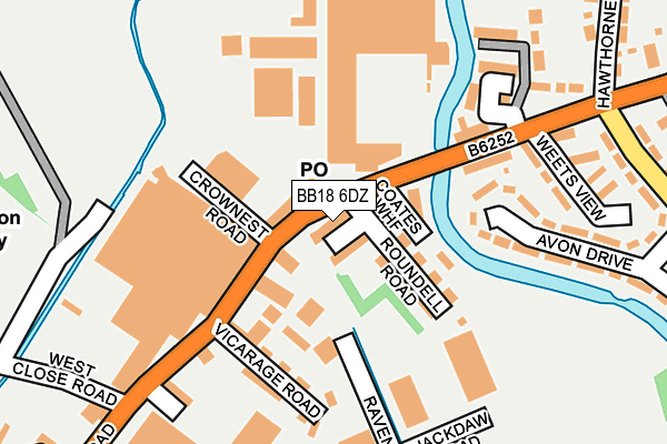 BB18 6DZ map - OS OpenMap – Local (Ordnance Survey)