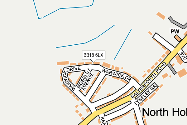 BB18 6LX map - OS OpenMap – Local (Ordnance Survey)