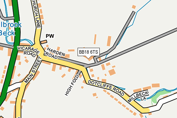 BB18 6TS map - OS OpenMap – Local (Ordnance Survey)