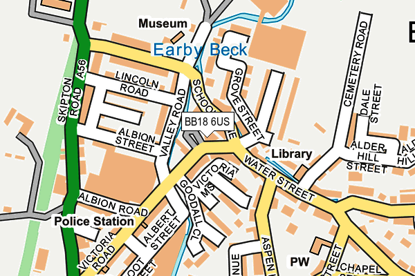 BB18 6US map - OS OpenMap – Local (Ordnance Survey)