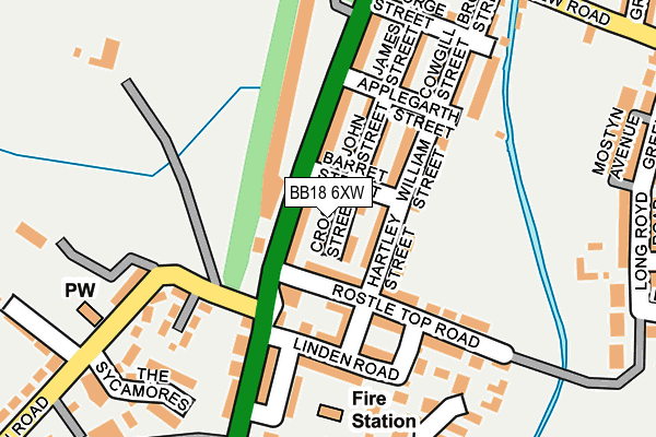 BB18 6XW map - OS OpenMap – Local (Ordnance Survey)