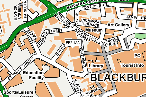 BB2 1AA map - OS OpenMap – Local (Ordnance Survey)