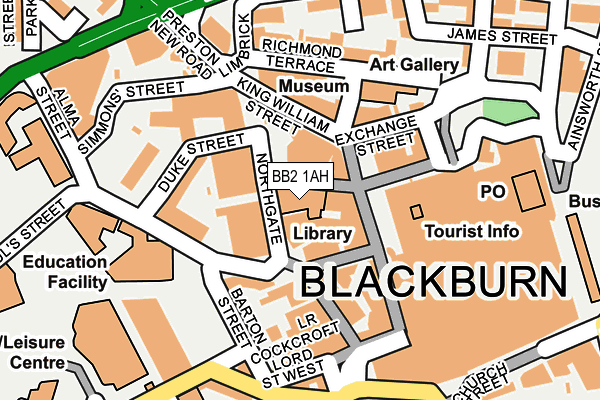 BB2 1AH map - OS OpenMap – Local (Ordnance Survey)