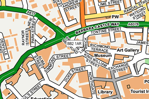 BB2 1AR map - OS OpenMap – Local (Ordnance Survey)