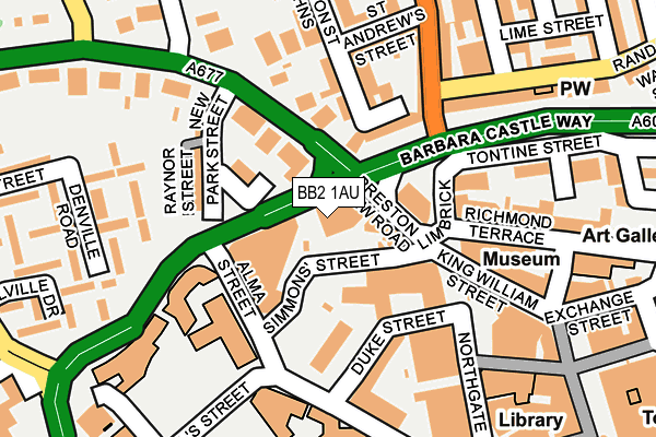BB2 1AU map - OS OpenMap – Local (Ordnance Survey)