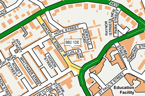 BB2 1DE map - OS OpenMap – Local (Ordnance Survey)