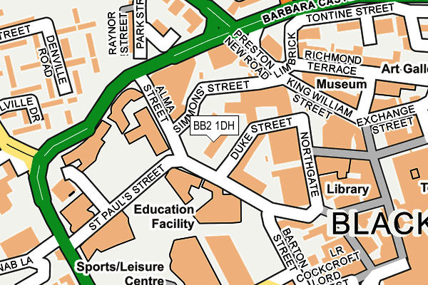 BB2 1DH map - OS OpenMap – Local (Ordnance Survey)