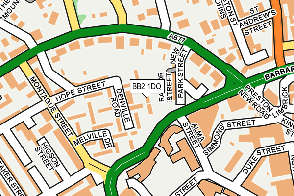 BB2 1DQ map - OS OpenMap – Local (Ordnance Survey)