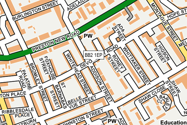 BB2 1EP map - OS OpenMap – Local (Ordnance Survey)