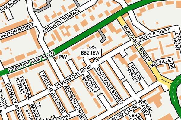 BB2 1EW map - OS OpenMap – Local (Ordnance Survey)