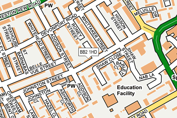 BB2 1HD map - OS OpenMap – Local (Ordnance Survey)