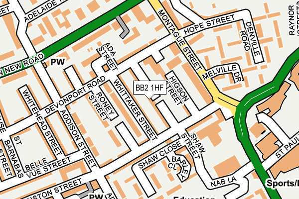 BB2 1HF map - OS OpenMap – Local (Ordnance Survey)