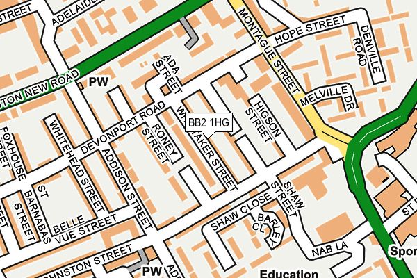BB2 1HG map - OS OpenMap – Local (Ordnance Survey)