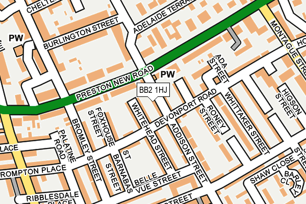 BB2 1HJ map - OS OpenMap – Local (Ordnance Survey)