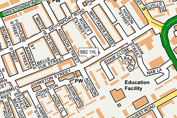 BB2 1HL map - OS OpenMap – Local (Ordnance Survey)