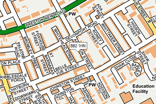 BB2 1HN map - OS OpenMap – Local (Ordnance Survey)