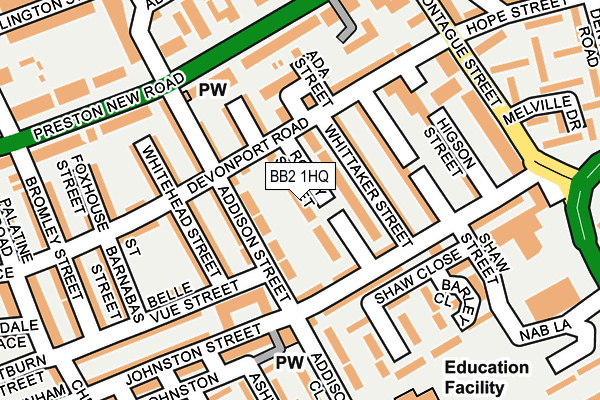 BB2 1HQ map - OS OpenMap – Local (Ordnance Survey)