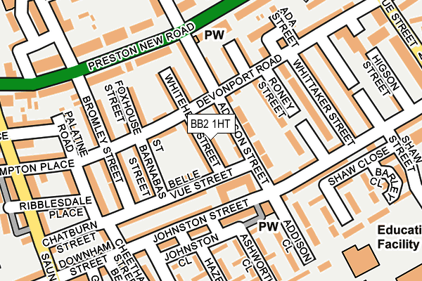 BB2 1HT map - OS OpenMap – Local (Ordnance Survey)