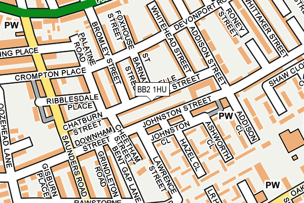 BB2 1HU map - OS OpenMap – Local (Ordnance Survey)