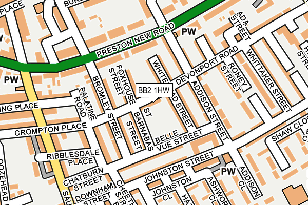BB2 1HW map - OS OpenMap – Local (Ordnance Survey)